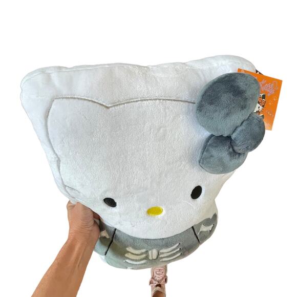 Hello Kitty Skeleton Pillow Halloween Plush White Gray Soft New with Tags - Picture 8 of 16
